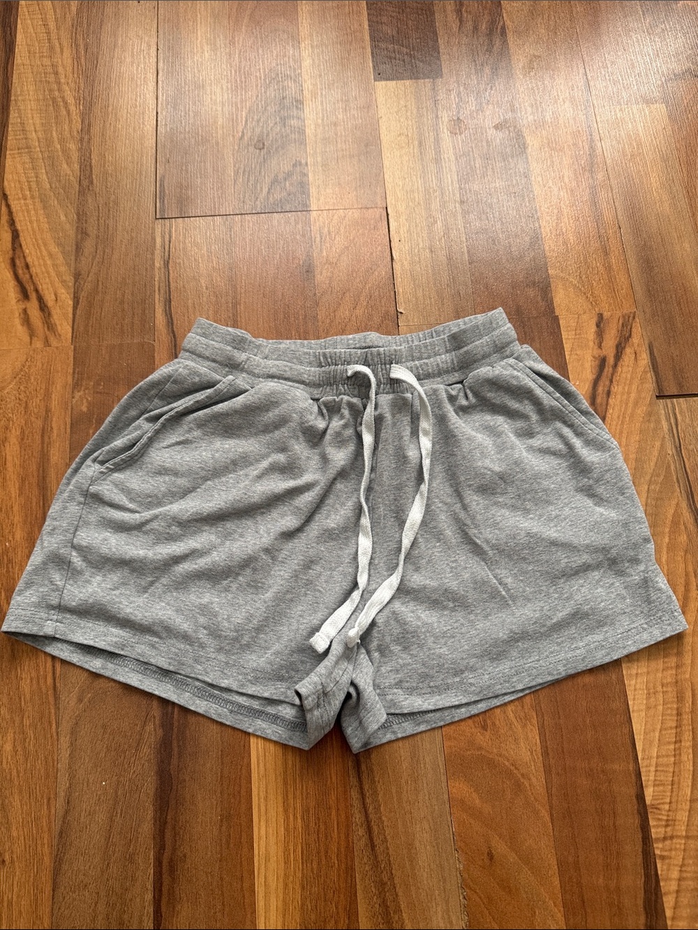 Women's Grey Athletic Drawstring Shorts with Pockets